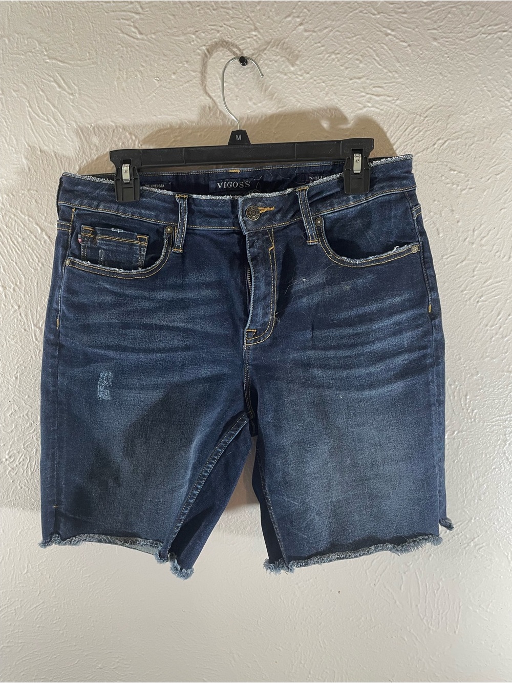 Vigoss Indigo Distressed Denim Bermuda Shorts